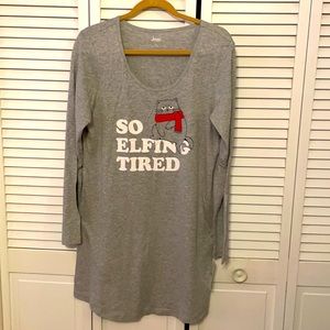 Long Sleeve Sleep Shirt “So Elfin Tired”